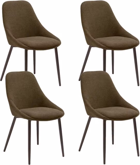 Set 4 Sedie Kira 51x59x85 cm Gambe in Metallo Bronzo Marrone