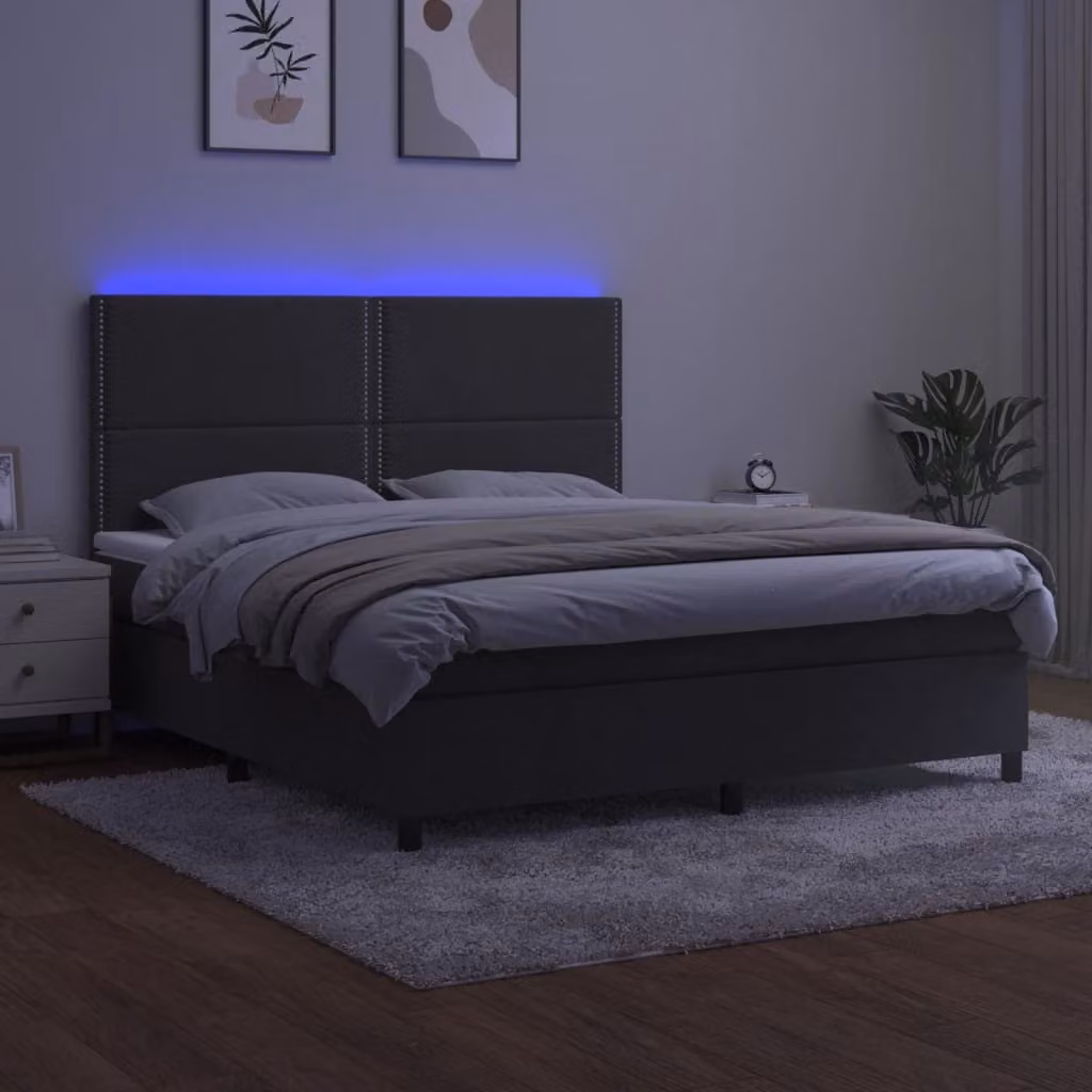 Maison Exclusive - Letto a Molle con Materasso e LED Grigio Scuro 180x200 cm