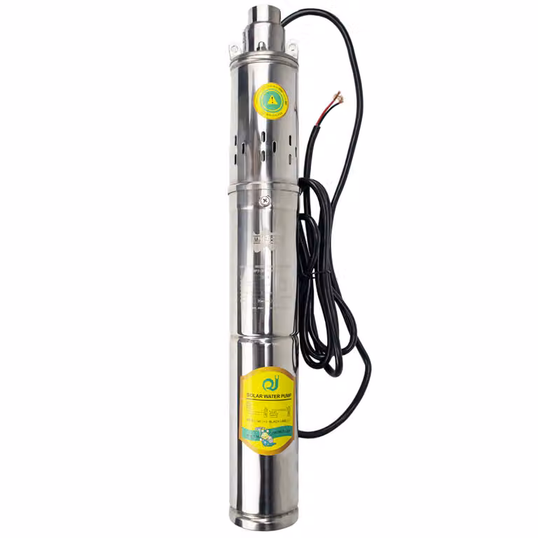 Pompa solare a corrente continua per pozzi profondi, con regolatore, portata massima 2 t/h, solo pompa inclusa, 48 V CC, 400 W