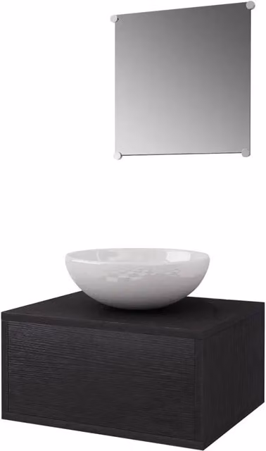 Set mobile bagno da tre pezzi design moderno compatto 40 x 34 x 20 cm in truciolare nero 02_0046353