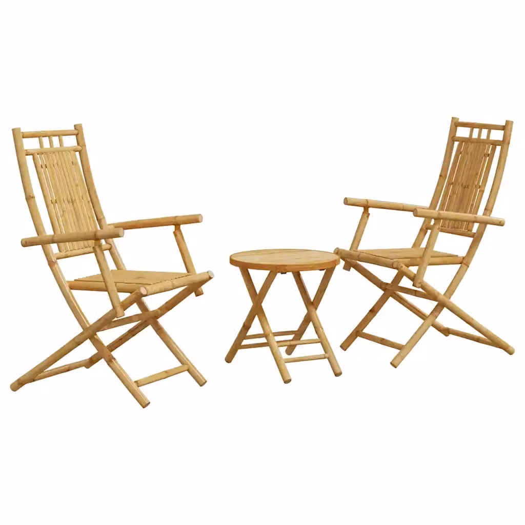 Set da Bistrò vidaXL in Bambù Beige da 3 Pezzi per Giardino e Terrazzo – 2