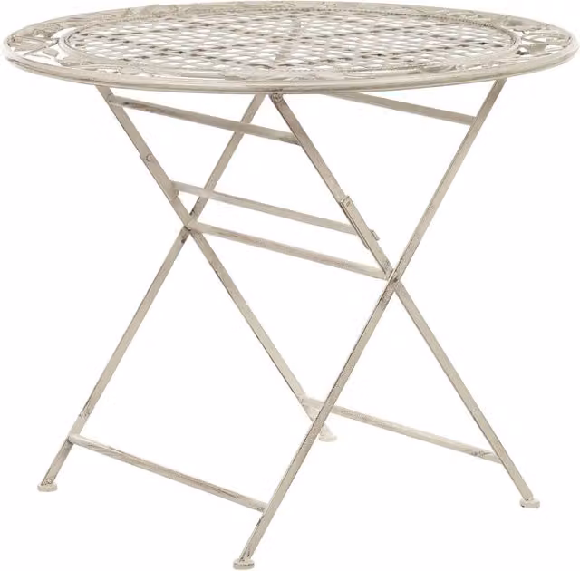 Tavolino da Giardino Bistro Pieghevole BELIANI in Metallo Bianco, Diametro: 90 cm