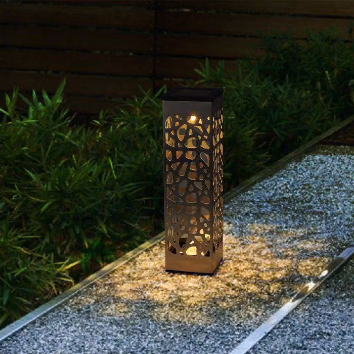 Set di 3 lampade solari, LUMISKY ORGANIC INOX, LED bianco caldo, acciaio inossidabile, H 31 cm, lampada da giardino, IP44
