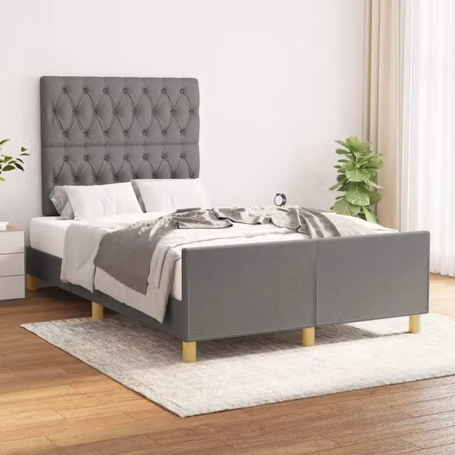 Giroletto senza Materasso-Struttura Letto Grigio Scuro 120x200 cm Tessuto 538554