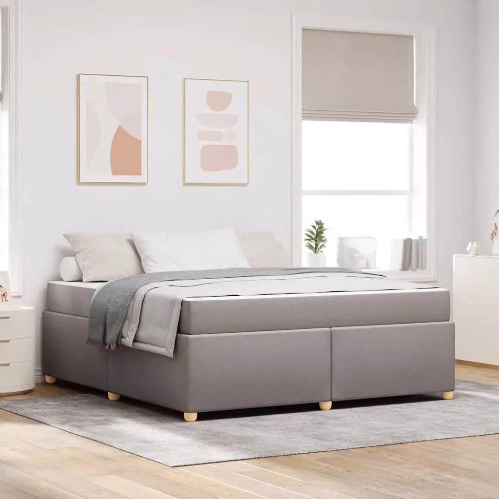 Struttura del letto imbottita Talpa vidaXL in tessuto beige o grigio, L: 180 cm, P: 200 cm, H: 102 cm – 1