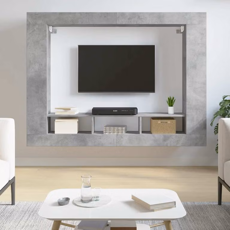 vidaXL Mobile Porta TV Moderno Grigio Cemento in Legno Multistrato e MDF L: 152 cm, P: 22 cm, H: 113 cm