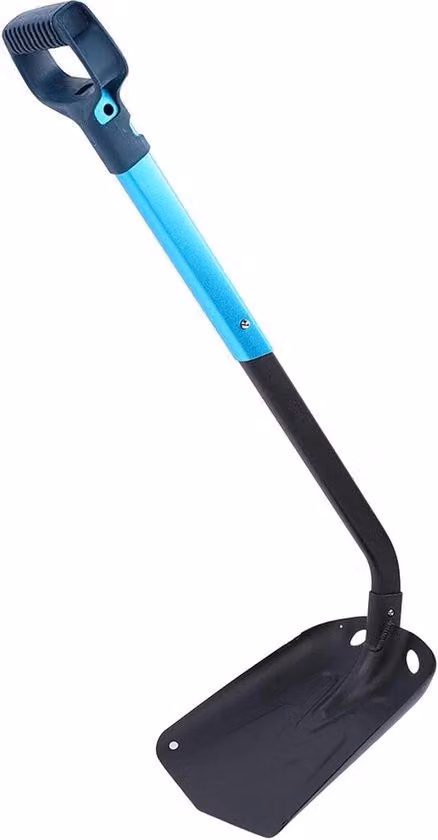 Pala da campeggio pieghevole - Pala da esterno per il campeggio - Rimozione della neve - Leggera in alluminio - 94 cm - Nero e blu