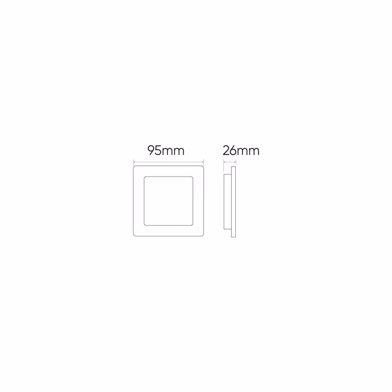 Downlight da incasso da 95 mm, lampada da soffitto da 5 Watt, 500 lm (4000 K, bianco neutro), quadrata