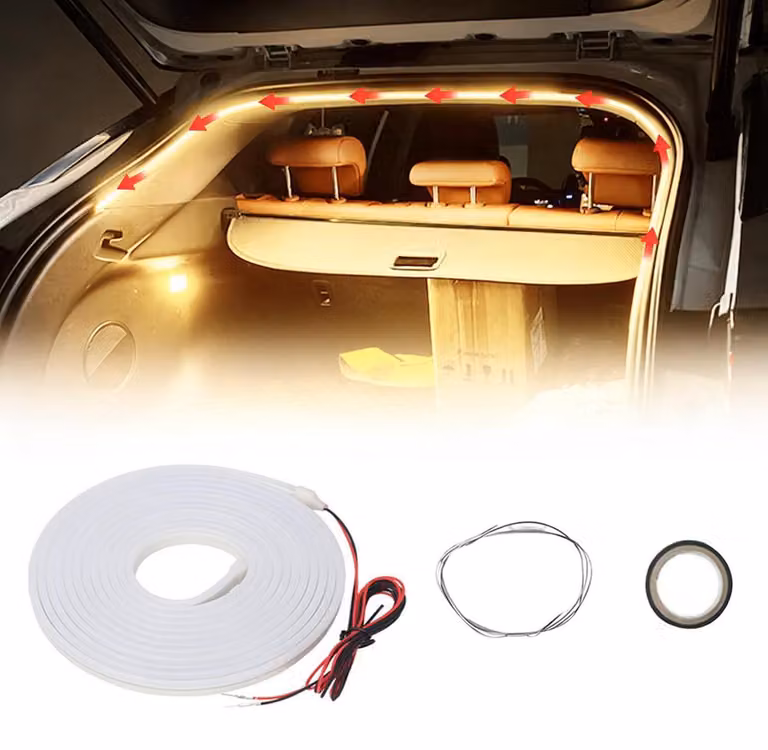 Striscia luminosa per il bagagliaio, luce calda, con sensore, per veicoli a 12V