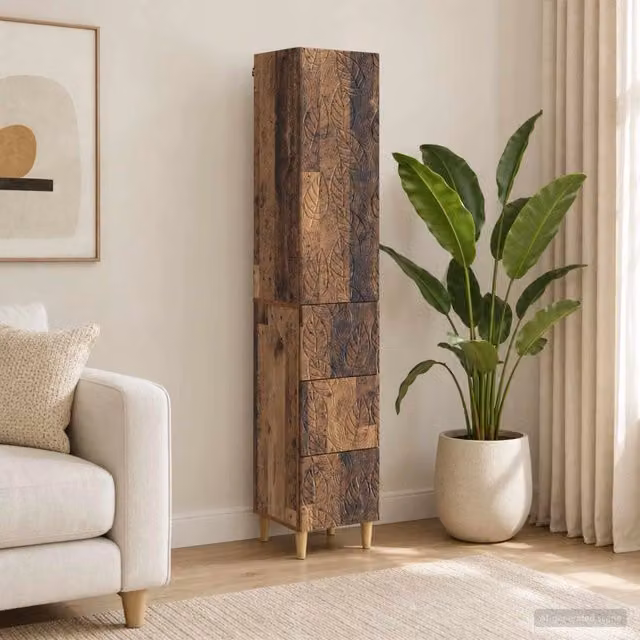 Set di 2 armadi moderni vidaXL in legno marrone con ante a battente e cassetti L/P/H: 33 x 34,5 x 90 cm