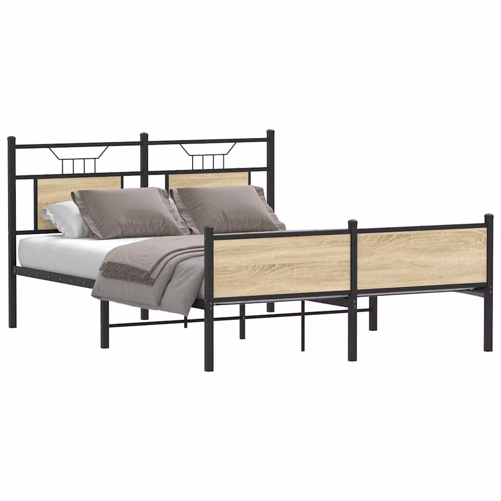 Giroletto vidaXL in Rovere Sonoma e Metallo per Camera da Letto, L/P/H: 140 x 190 x 91,5 cm