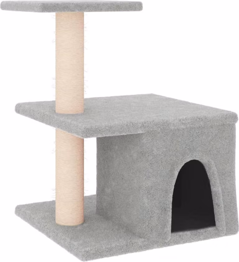 Albero per Gatti con Tiragraffi in Sisal Grigio Chiaro 48 cm