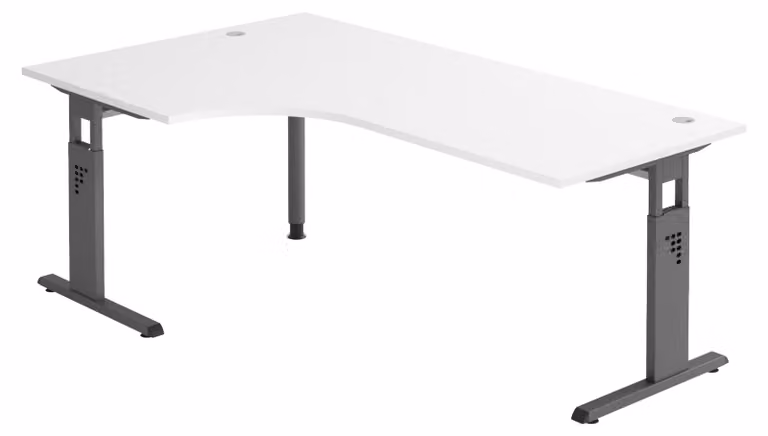 bümö Scrivania Serie-O - Decorazione: bianco, struttura: grafite, dimensioni: scrivania angolare 200 x 120 cm