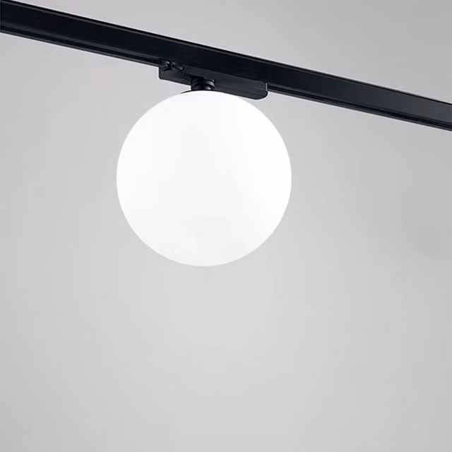 Plafoniera a Sfera per Binario Perenz in Metallo Nero con LED da 24W e Luce Bianco Caldo