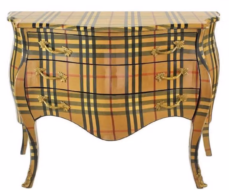 Casa Padrino Cassettiera barocca a 3 cassetti Beige / Righe multicolore - Mobili barocchi fatti a mano