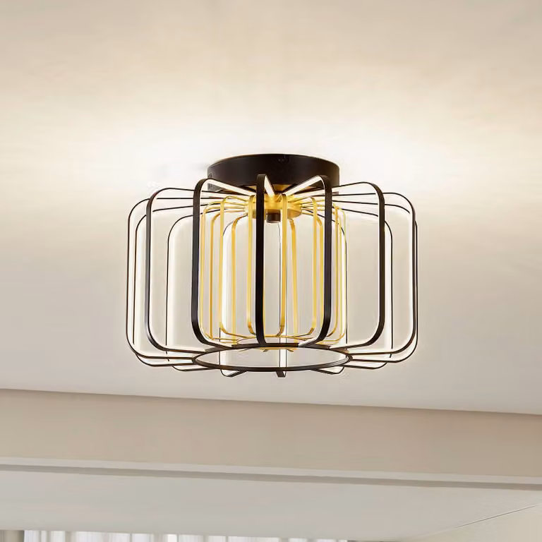 Plafoniera a LED Birger Lucande, dimmerabile, Nero, Soggiorno / Sala da pranzo, Metallo, Moderno, Plafoniera LED
