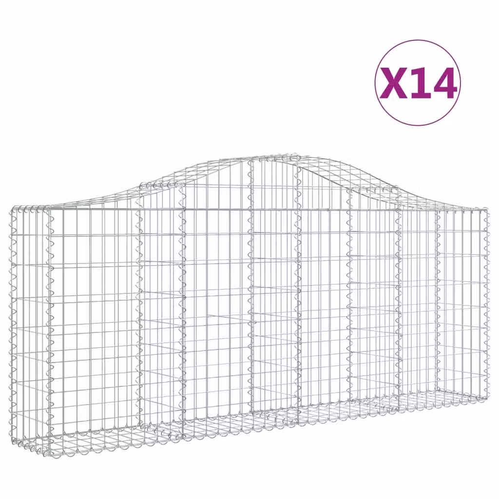 Set di 14 Cesti Gabbioni ad Arco Videx in Acciaio Zincato Colore Argento L: 200 cm, P: 30 cm, H: 80/100 cm – 2