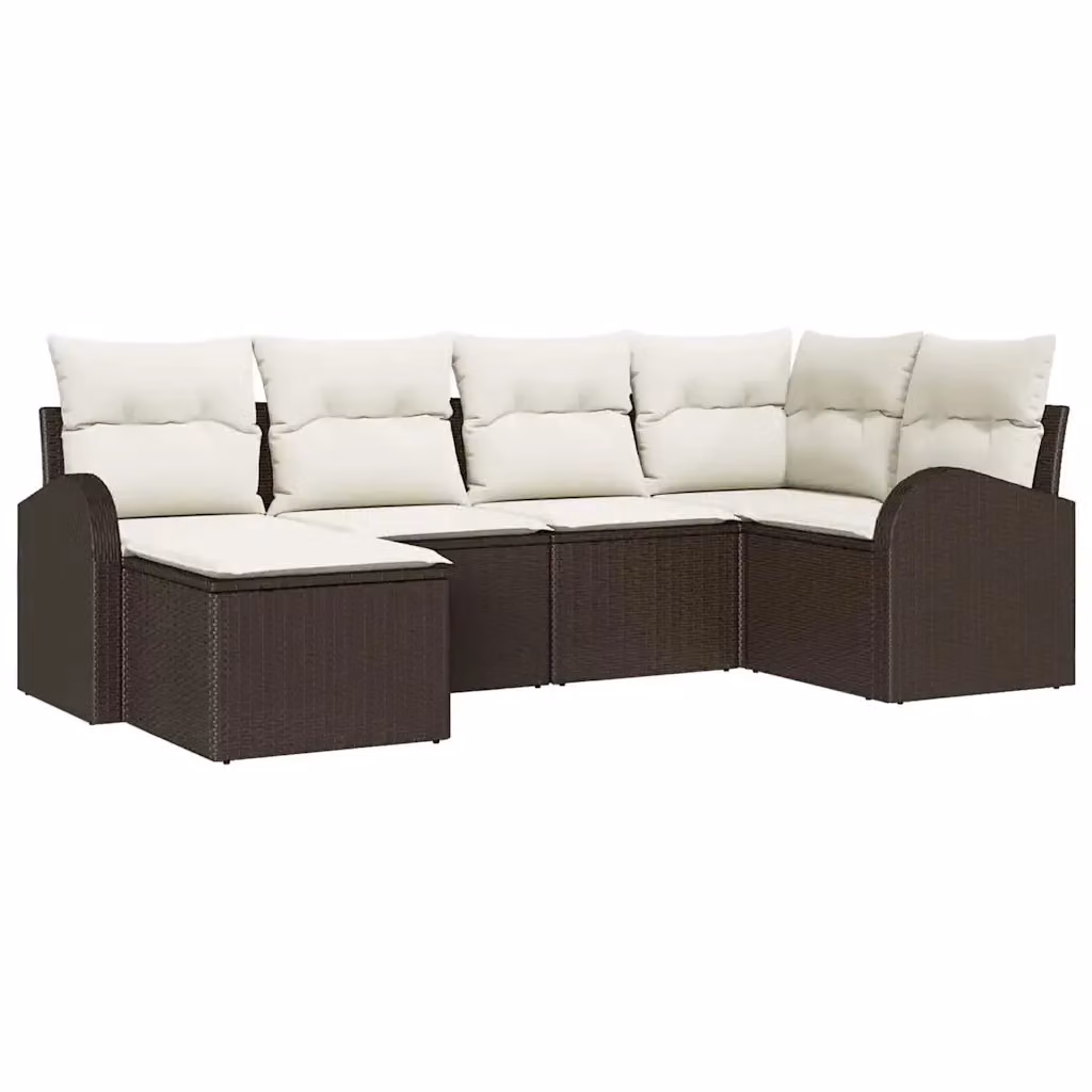 Set Divano da Giardino vidaXL 6 pz Marrone con Cuscini e Struttura in Metallo – 2