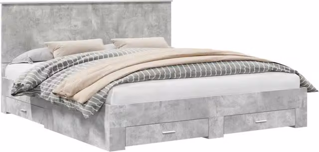 Letto matrimoniale | Letto per adulti | Struttura del letto con testiera Grigio cemento 180 x 200 cm