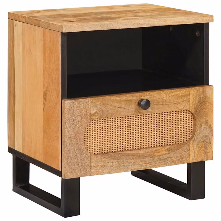 Armadio da notte moderno vidaXL in legno di mango color marrone L: 40 cm, P: 33 cm, H: 46 cm