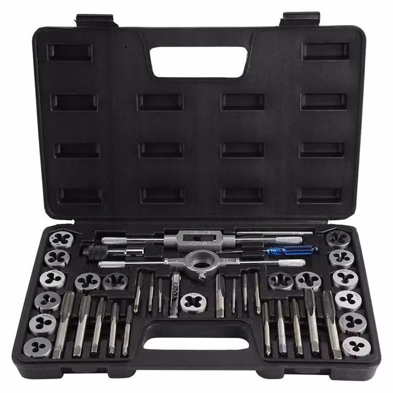 Set di maschi per filettatura, 40 pezzi - Acciaio robusto - Maschi per filettatura - Chiavi sagomate - Chiavi a T - Adatti per filettature da M3 a M12 - Set di maschi