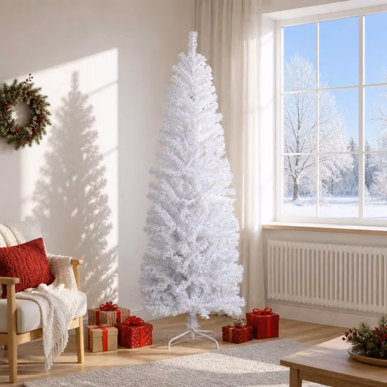 vidaXL Albero di Natale Artificiale Sottile 180 cm PVC e Acciaio