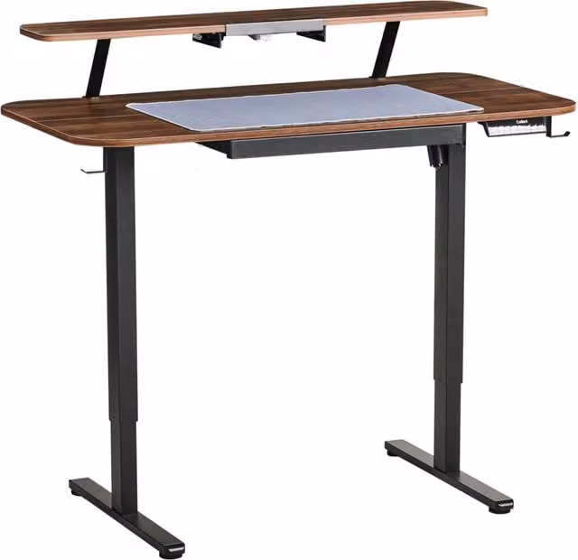 Scrivania elettrica regolabile Piano marrone Struttura e gambe in acciaio nero 120 x 60 Stand and Sit Home Office Stand and Sit Tappetino per mouse Design scandinavo moderno