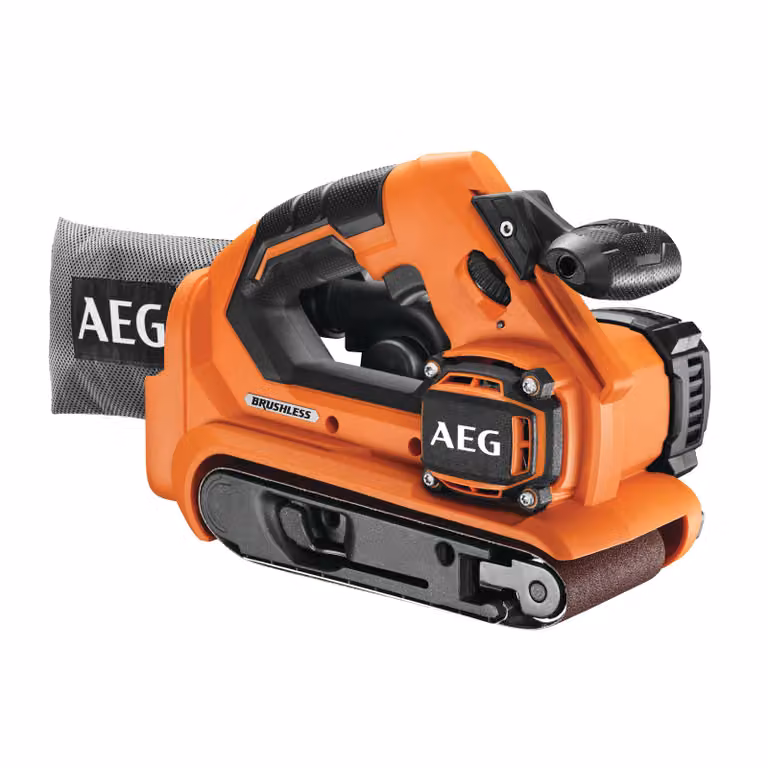 Levigatrice a nastro a batteria AEG BHBS18-75BL-0 18V versione singola, incl. 2x fogli abrasivi in confezione