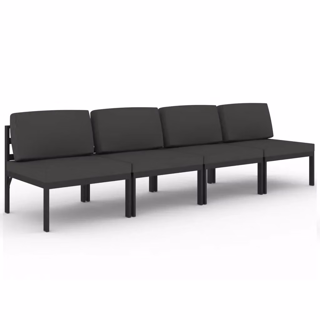vidaXL Divano da Giardino a 4 Posti con Cuscini in Alluminio Antracite – 2