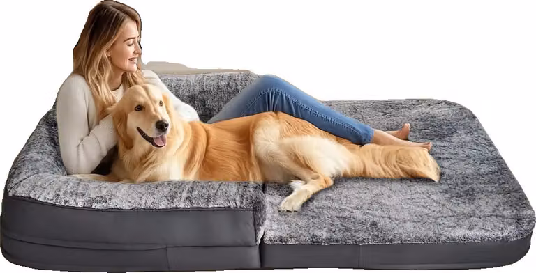 Letto per cani enorme, a misura d'uomo, materiale peluche ultra morbido, design pieghevole