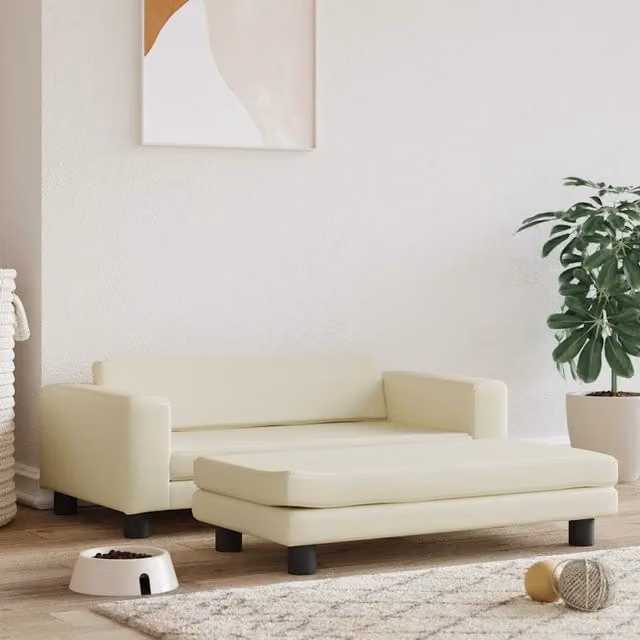 Lettino per Cani con Estensione Crema 100x50x30cm in Similpelle 172027