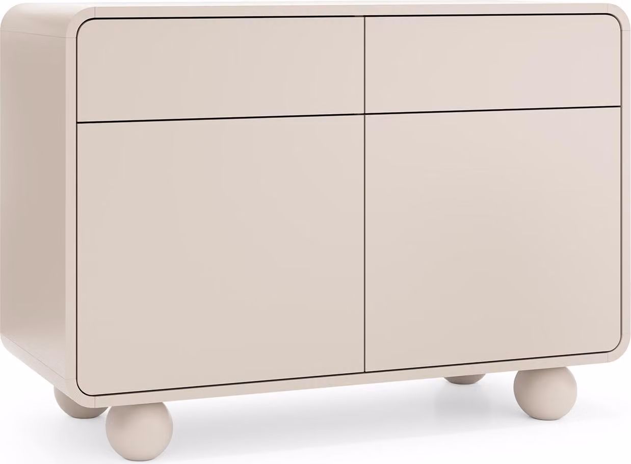 Mobile contenitore Kashmir con due ante e due cassetti, design moderno