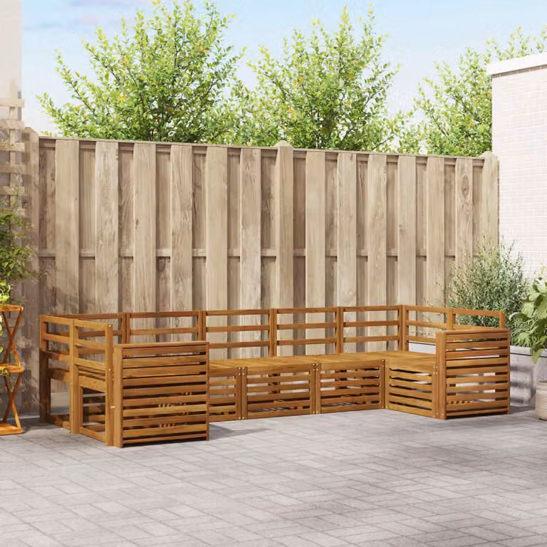 Set di divani da esterno vidaXL a forma di U in legno di acacia marrone con cuscini inclusi