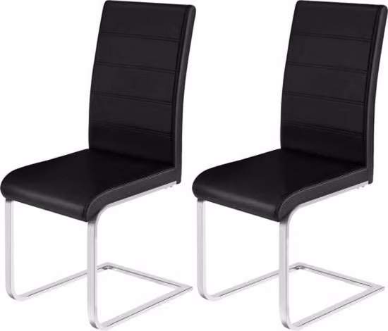 Set di 2 poltrone in pelle artificiale per sala da pranzo - robusta e moderna - design ergonomico - stile e comodo - finitura lussuosa - nero