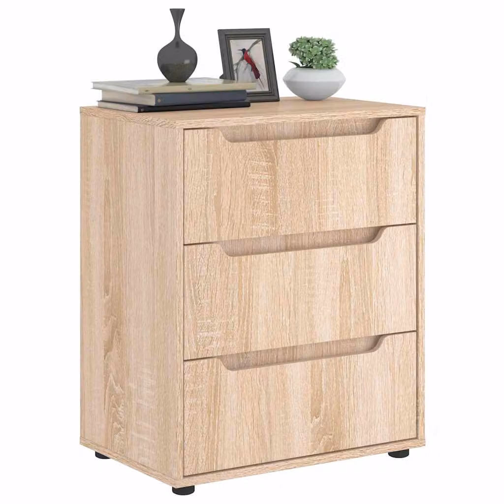 Credenza moderna vidaXL VISNES in legno multistrato e MDF, colore marrone e beige, L 60 cm x P 40 cm x H 73 cm