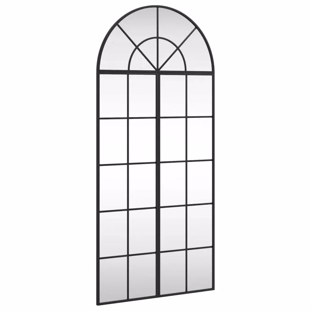Specchio da Parete ad Arco vidaXL in Metallo e Vetro Nero L: 60 cm, H: 130 cm – 2
