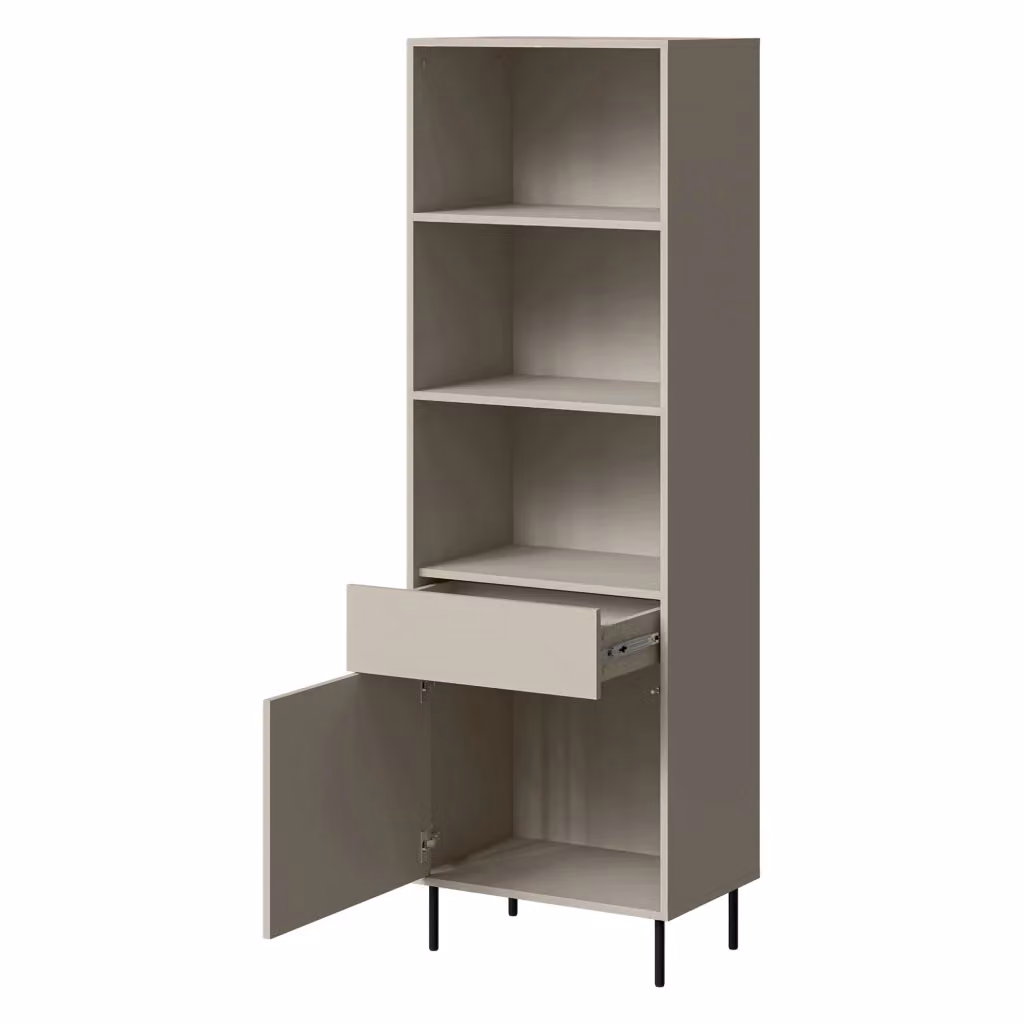 Libreria con un cassetto DMORA Pioraco, Beige, L: 60 cm, P: 39 cm, H: 184 cm – 2