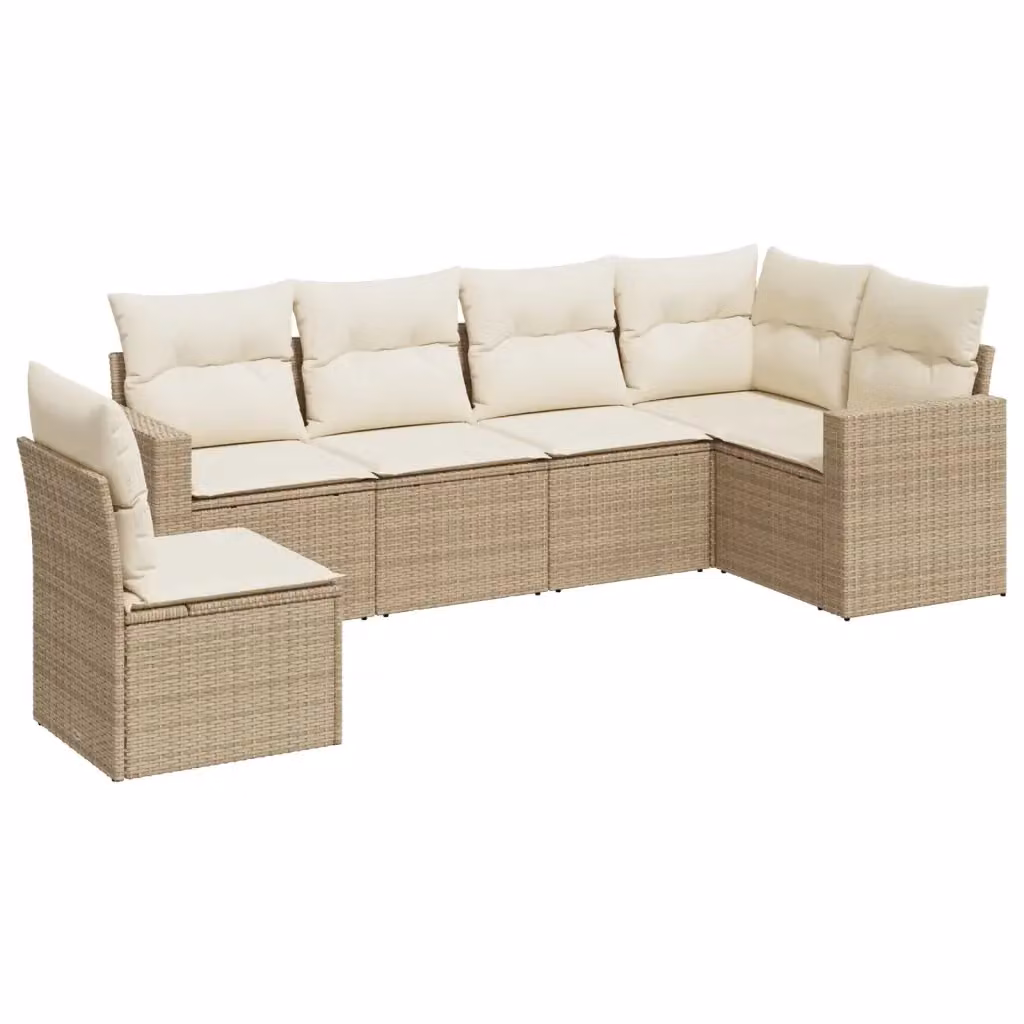 Set Divano da Giardino a L vidaXL 6 pz con Cuscini Beige e Struttura in Metallo – 2
