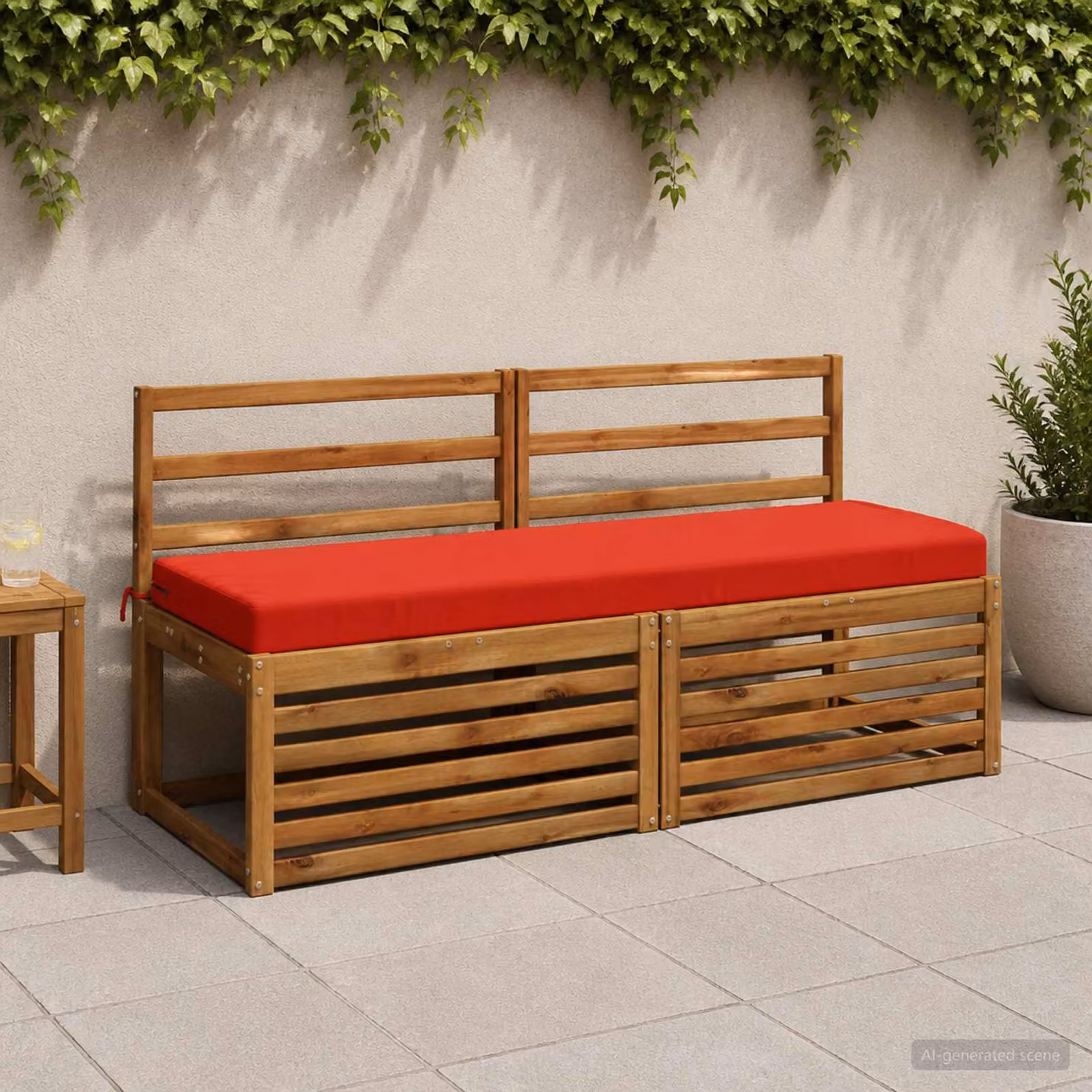 Set di 2 cuscini per panchina vidaXL SOEST in poliestere rosso con imbottitura in schiuma e coperture rimovibili lavabili