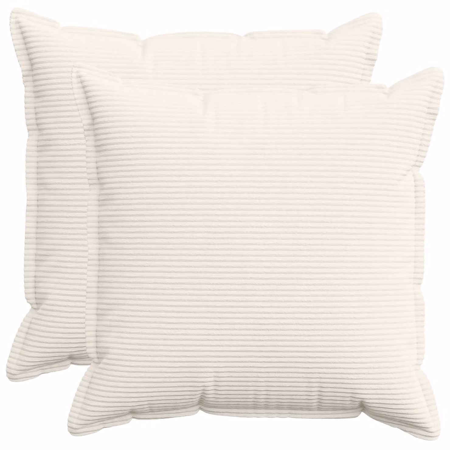 Set di 2 federe vidaXL HOUTEN in velluto a coste, colore crema, L 60 x P 60 cm