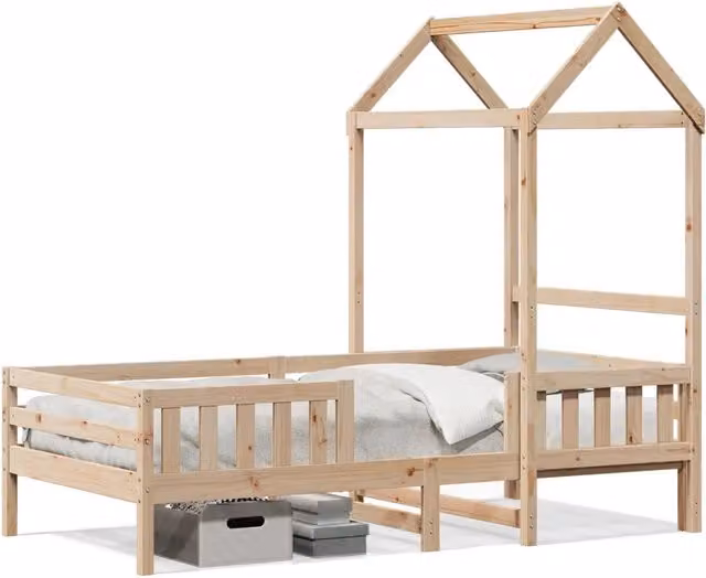Letto singolo | Letto per adulti | Giroletto con Tetto 75x190 cm in Legno Massello di Pino