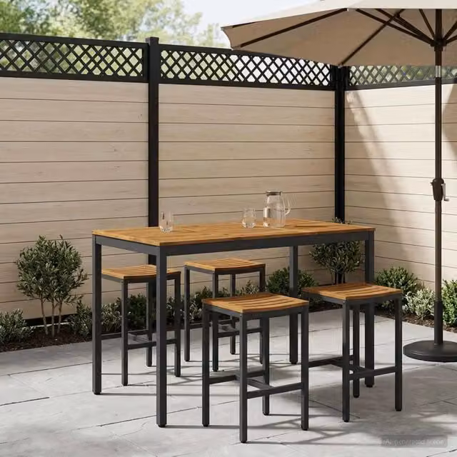 Tavolo da bar da giardino vidaXL in legno di acacia naturale e nero L: 141 cm, P: 80,5 cm, H: 105 cm – 1