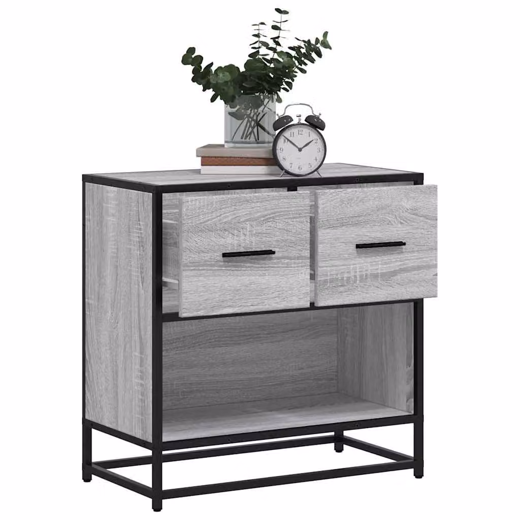 Comodino moderno vidaXL Grigio per camera da letto in legno e metallo L/P/H: 60 x 31 x 60 cm