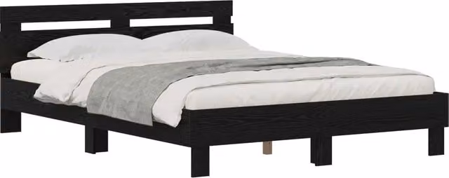Letto matrimoniale moderno DESIGN IN in legno nero lucido L/P/H: 145 x 200 x 70 cm