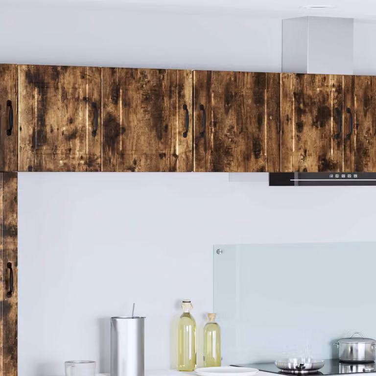 Set di 2 armadietti da muro vidaXL PORTO in legno ingegnerizzato marrone con ante a battente e ripiani interni per cucina