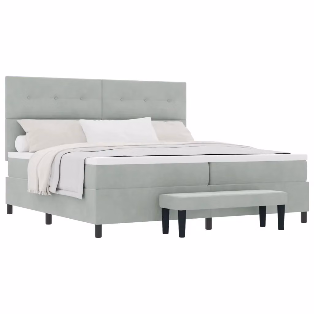 Letto moderno con testiera in velluto grigio vidaXL L 200 cm x P 200 cm x H 128 cm – 2