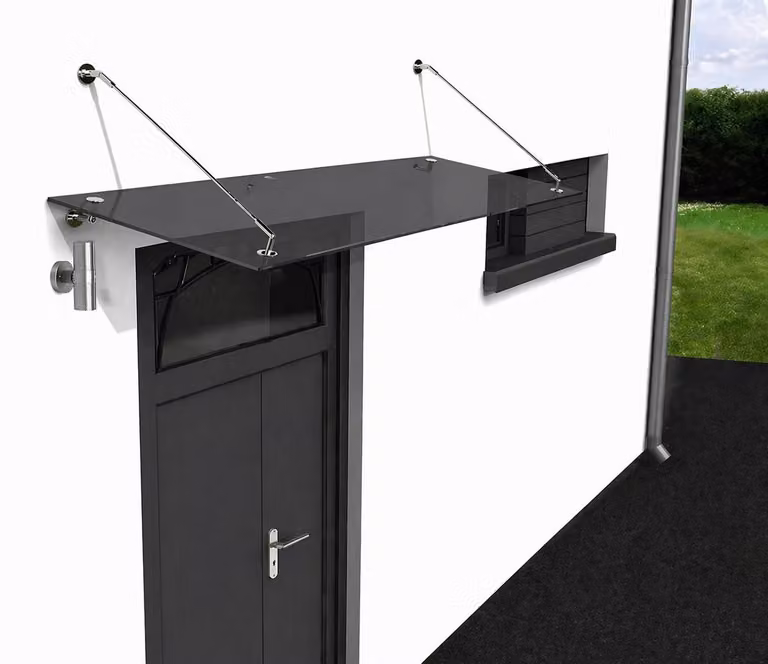 Glaswerk Westfalen - (STR) baldacchino in vetro grigio 120x90 cm incl. supporto
