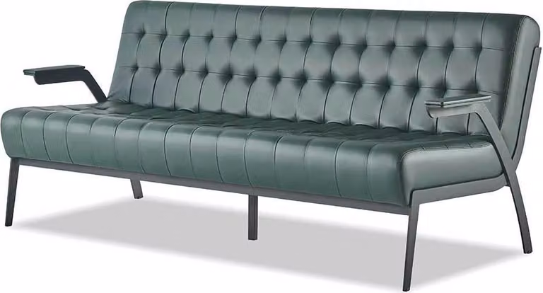 Sofa 3-Sitzer Grün Ledersofa Modern Dreisitzig Chesterfield Leder Edelstahl