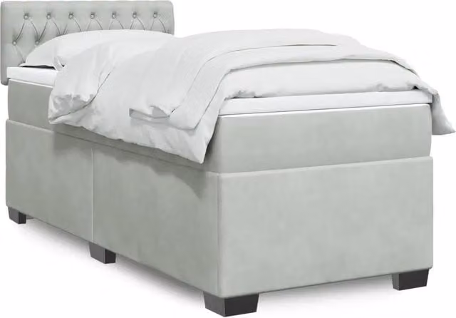 Letto Ibrido vidaXL con Materasso e Struttura in Velluto Grigio e Bianco, L/P/H: 90 x 190 cm
