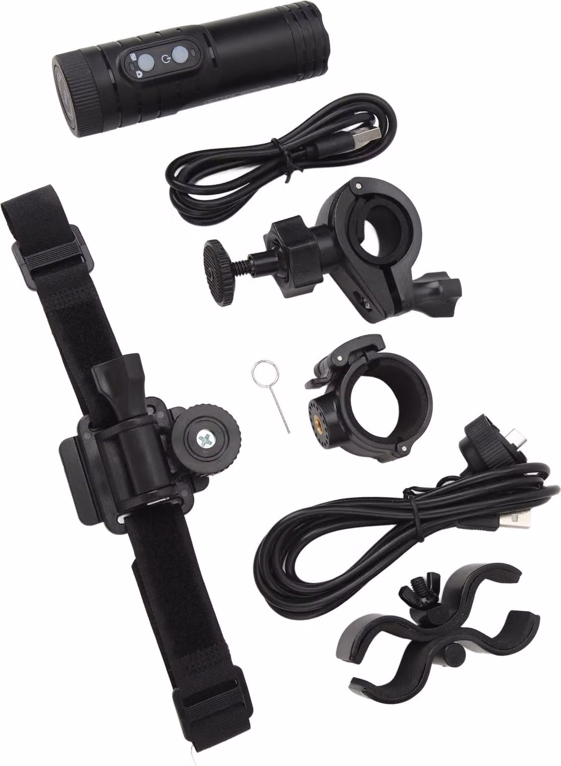 Videocamera sportiva 4K impermeabile per bicicletta e moto con supporto anti-vibrazioni e cavo di ricarica H68B nero